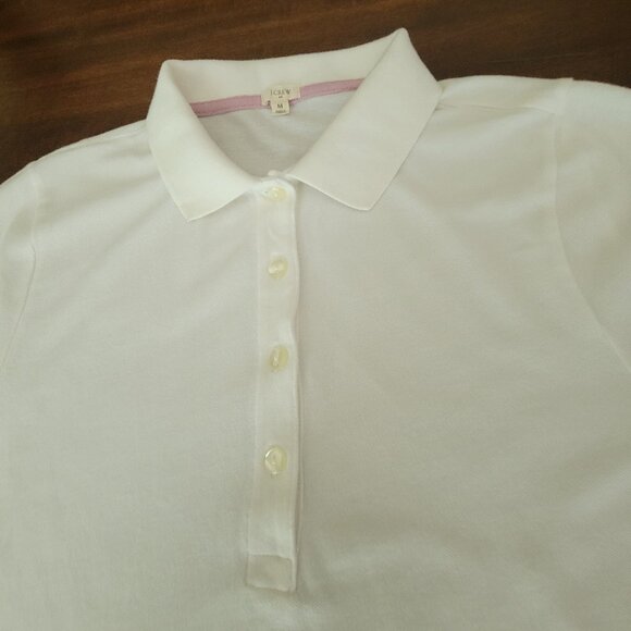 J. Crew Polo Women's Size M Classic White J Crew - Picture 2 of 9
